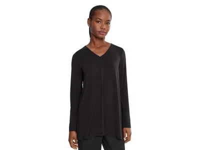Eileen Fisher Fine Stretch Jersey Knit V-neck Tunic Women's Clothing Black: Xl, Lyocell/spandex/tencel