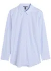 Eileen Fisher Oversize Organic Cotton Button-up Shirt In Blue
