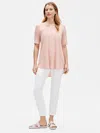 Eileen Fisher Fine Tencel Jersey Rounded V-neck Tunic In Pink