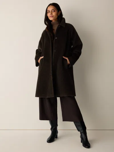 Eileen Fisher Fine Wool Alpaca Classic Collar Coat In Brown