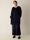 Eileen Fisher Fine Wool Alpaca Round Neck Coat In Blue