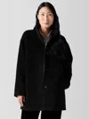 Eileen Fisher Fine Wool Alpaca Stand Collar Coat In Black