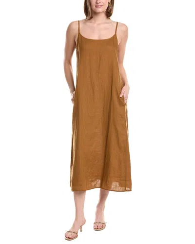 Eileen Fisher Flare Linen Cami Dress In Brown
