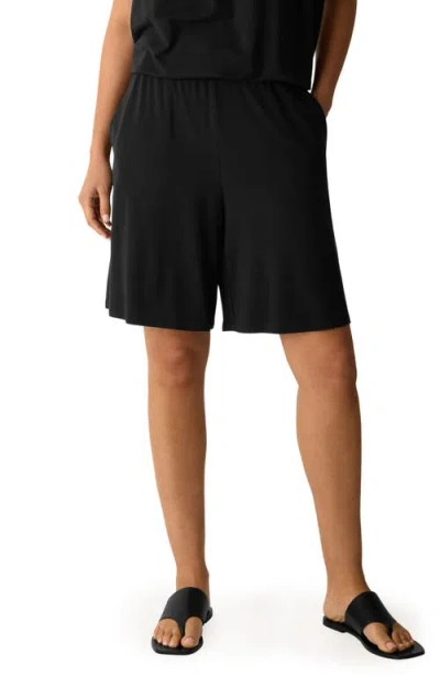 Eileen Fisher Flared Jersey Shorts In Black