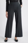 Eileen Fisher Flex Pintuck Double Knit Ponte Wide Leg Pants In Graphite