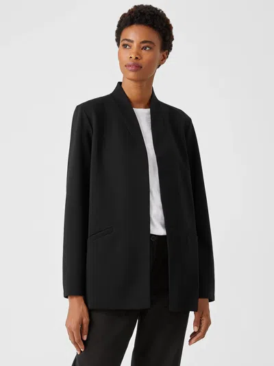 Eileen Fisher Flex Ponte High Collar Jacket In Black