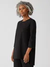 Eileen Fisher Flex Ponte Jewel Neck Tunic In Black