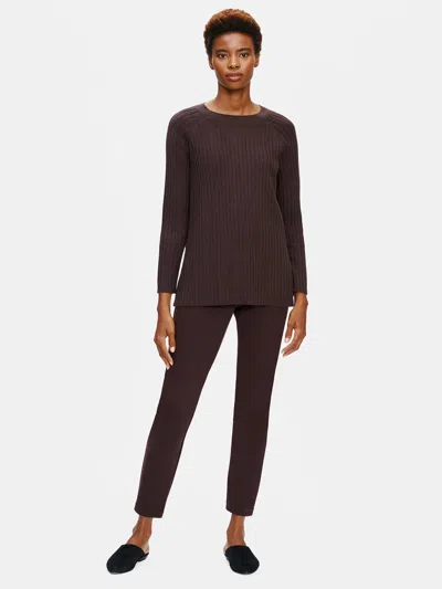 Eileen Fisher Flex Ponte Slim Ankle Pant In Brown