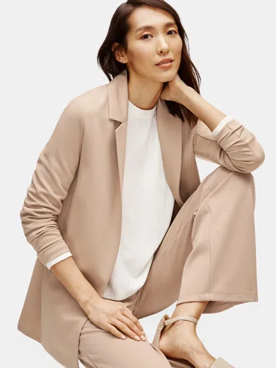 Eileen Fisher Flex Tencel Ponte Notch Collar Jacket In Brown