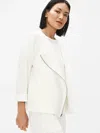 Eileen Fisher Flex Tencel Ponte Round Neck Jacket In Brown