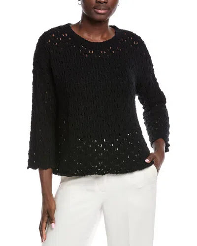 Eileen Fisher Fluff Cashmere-blend Top In Black