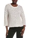 Eileen Fisher Open Stitch Organic Cotton Blend Sweater In White