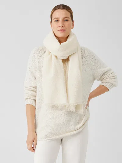 Eileen Fisher Fluffy Boucle Scarf In White