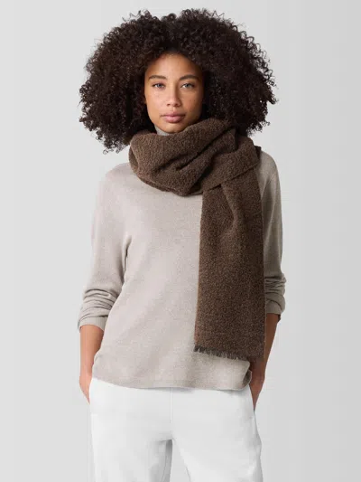 Eileen Fisher Fluffy Boucle Scarf In Brown