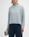 Eileen Fisher Fluffy Ribbed Mock-neck Sweater In Frost