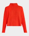 Eileen Fisher Mock Neck Ribbed Sweater In Red Poppy