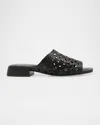 Eileen Fisher Folie Woven Leather Slide Sandals In Black
