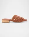Eileen Fisher Folie Woven Leather Slide Sandals In Russet