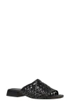 Eileen Fisher Folie Woven Leather Slide Sandals In Black