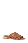 Eileen Fisher Folie Woven Leather Slide Sandals In Russet