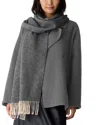 Eileen Fisher Fringe Trim Wrap Scarf In Gray