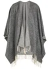 Eileen Fisher Fringed Brushed Cotton-blend Poncho In Gray