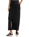 Eileen Fisher Front-slit Washable Stretch Crepe Midi Skirt In Black
