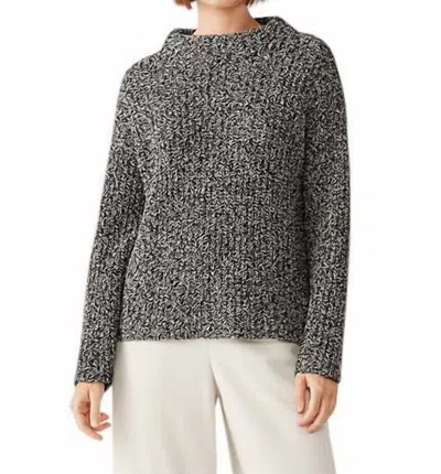 Eileen Fisher Funnel Neck Box Top In Graphite In Pink