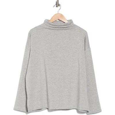 Eileen Fisher Funnel Neck Boxy Top In Dark Pearl