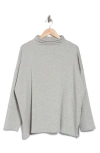 Eileen Fisher Funnel Neck Boxy Top In Dark Pearl