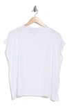 Eileen Fisher Funnel Neck Cap Sleeve Boxy Top In White