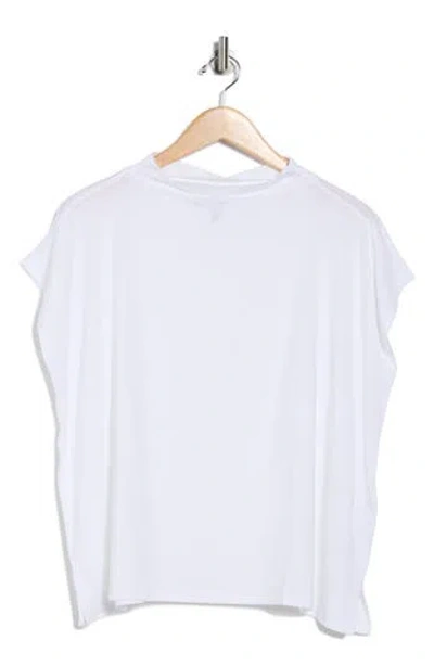 Eileen Fisher Funnel Neck Cap Sleeve Boxy Top In White