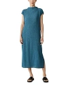 Eileen Fisher Textured Mock Neck Midi Dress In Cascade