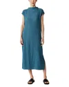 Eileen Fisher Textured Mock Neck Midi Dress In Cascade