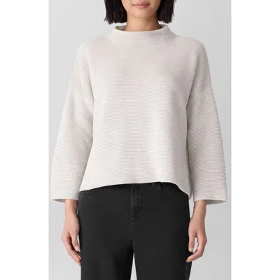 Eileen Fisher Funnel Neck Organic Cotton Blend Sweater In Gold