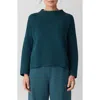 Eileen Fisher Funnel Neck Organic Cotton Blend Sweater In Green