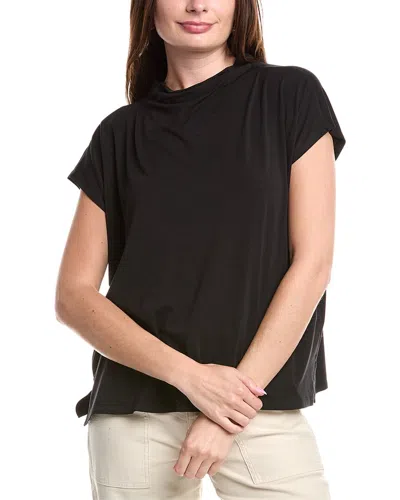 Eileen Fisher Funnel Neck Square Top In Black