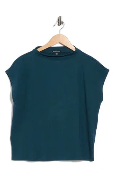 Eileen Fisher Funnel Neck Top In Blue