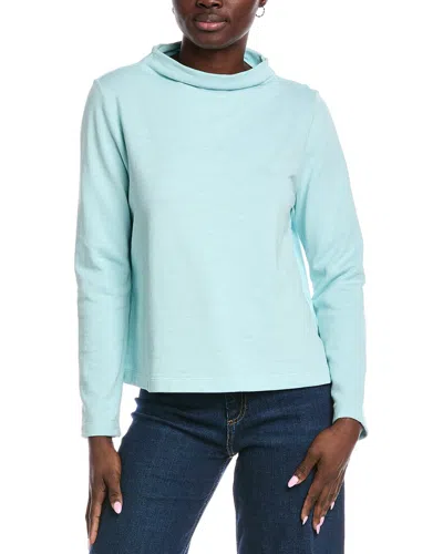 Eileen Fisher Funnel Neck Top In Blue