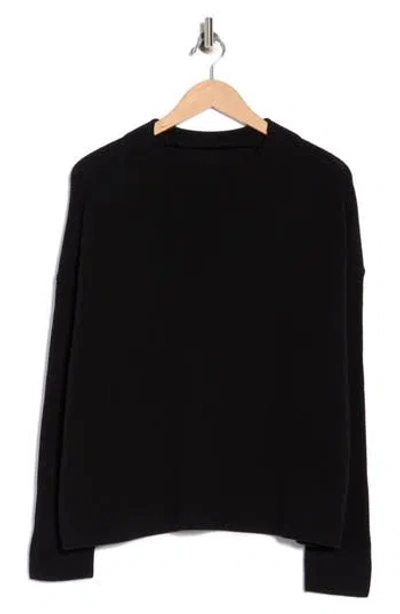 Eileen Fisher Funnel Neck Wool Sweater In Black