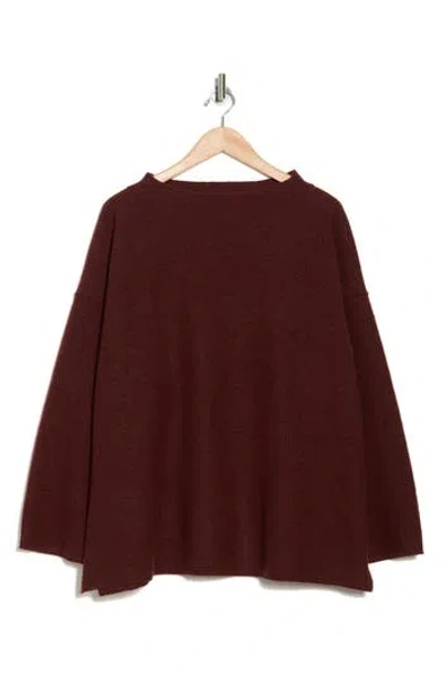 Eileen Fisher Funnel Neck Wool Sweater In Brownstone