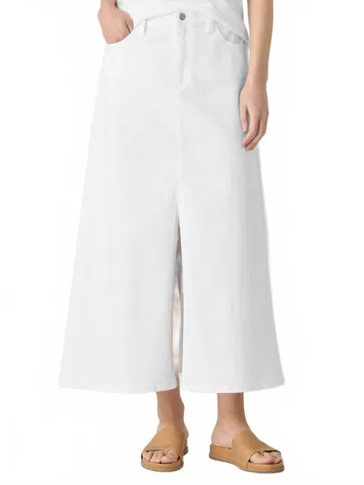 Eileen Fisher Garment-dyed Organic Cotton Denim A-line Skirt In White