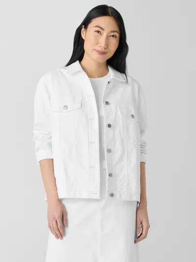 Eileen Fisher Garment-dyed Organic Cotton Denim Jacket In White