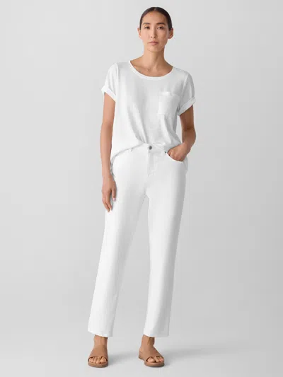Eileen Fisher Garment-dyed Organic Cotton Denim Slim Jean In White