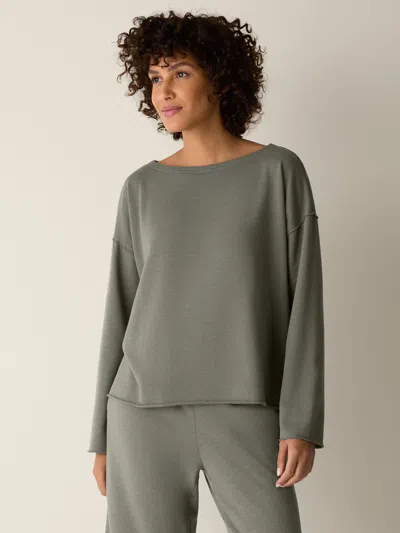 Eileen Fisher Garment-dyed Organic Cotton Terry Box-top In Gray
