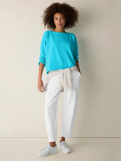 Eileen Fisher Garment-dyed Organic Cotton Terry Box-top In Blue