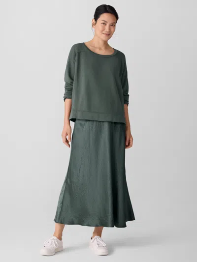 Eileen Fisher Garment-dyed Organic Cotton Terry Box-top In Green