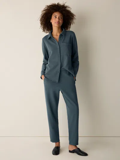 Eileen Fisher Garment-dyed Organic Cotton Terry Slouchy Pant In Blue