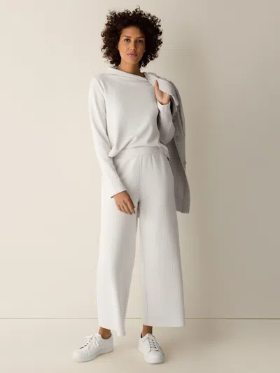 Eileen Fisher Garment-dyed Organic Cotton Terry Wide-leg Pant In White