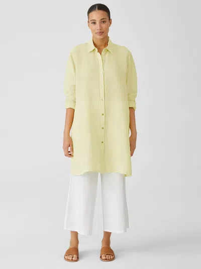 Eileen Fisher Garment-dyed Organic Handkerchief Linen Long Shirt In Yellow